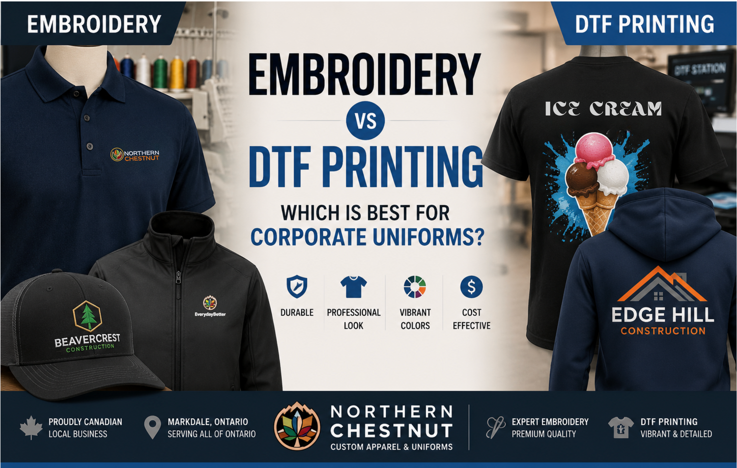 Embroidery vs DTF Printing for Corporate Uniforms: Which Option Is Best for Your Business?