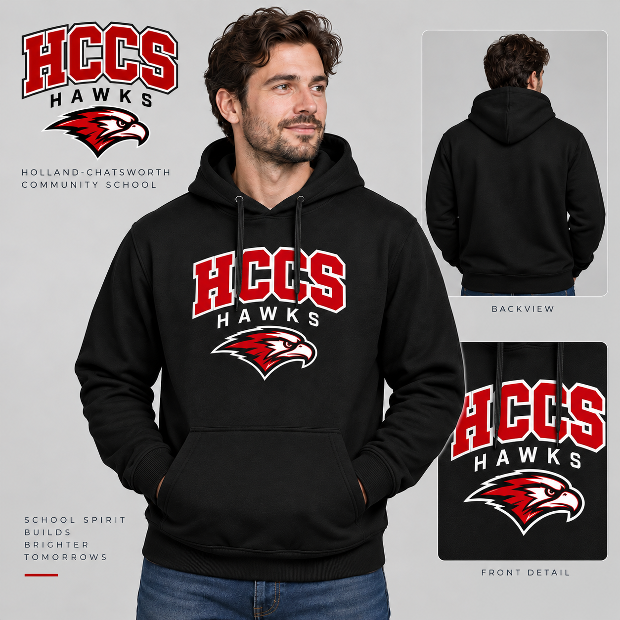 HCCS Hawks Printed Adult Pullover Hoodie