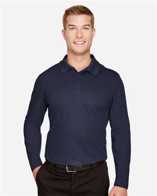 Devon & Jones DG20L Men's CrownLux Performance® Plaited Long Sleeve Polo