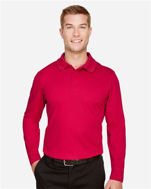 Devon & Jones DG20L Men's CrownLux Performance® Plaited Long Sleeve Polo