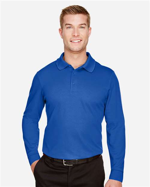 Devon & Jones DG20L Men's CrownLux Performance® Plaited Long Sleeve Polo