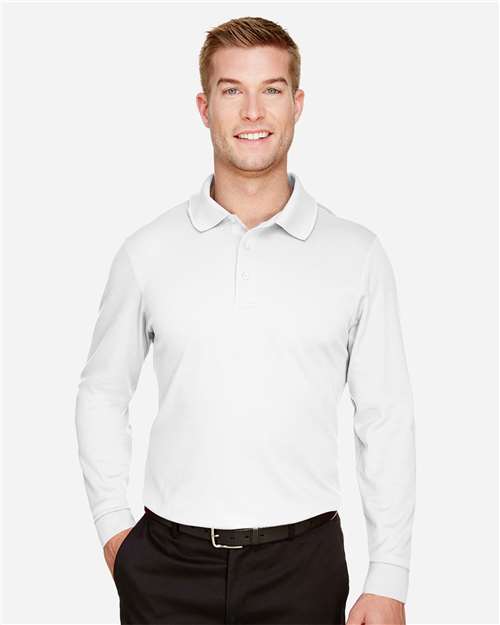 Devon & Jones DG20L Men's CrownLux Performance® Plaited Long Sleeve Polo
