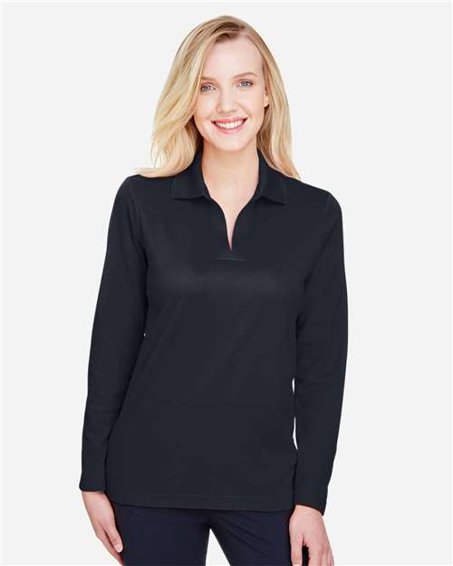 Devon & Jones DG20LW Women's CrownLux Performance® Plaited Long Sleeve Polo