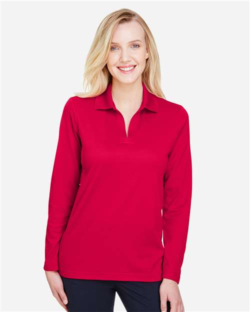 Devon & Jones DG20LW Women's CrownLux Performance® Plaited Long Sleeve Polo