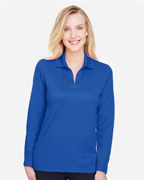 Devon & Jones DG20LW Women's CrownLux Performance® Plaited Long Sleeve Polo