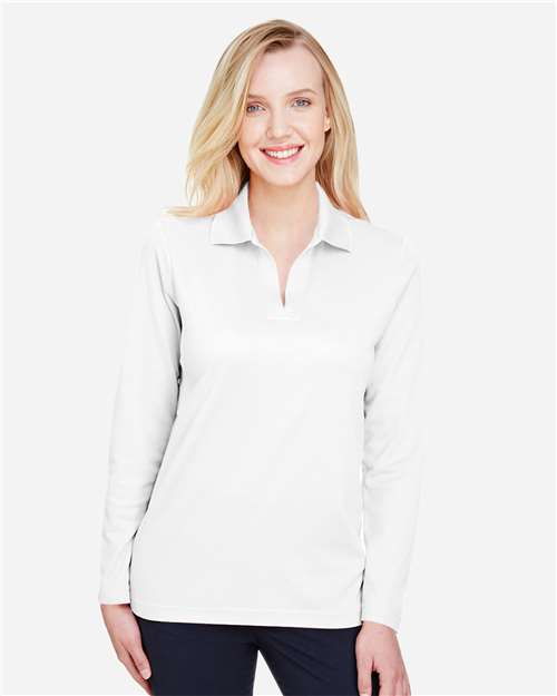 Devon & Jones DG20LW Women's CrownLux Performance® Plaited Long Sleeve Polo