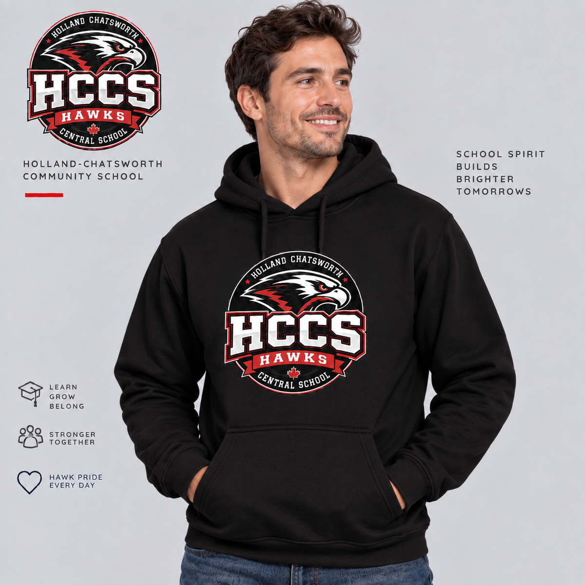 HCCS Hawks Printed Adult Pullover Hoodie