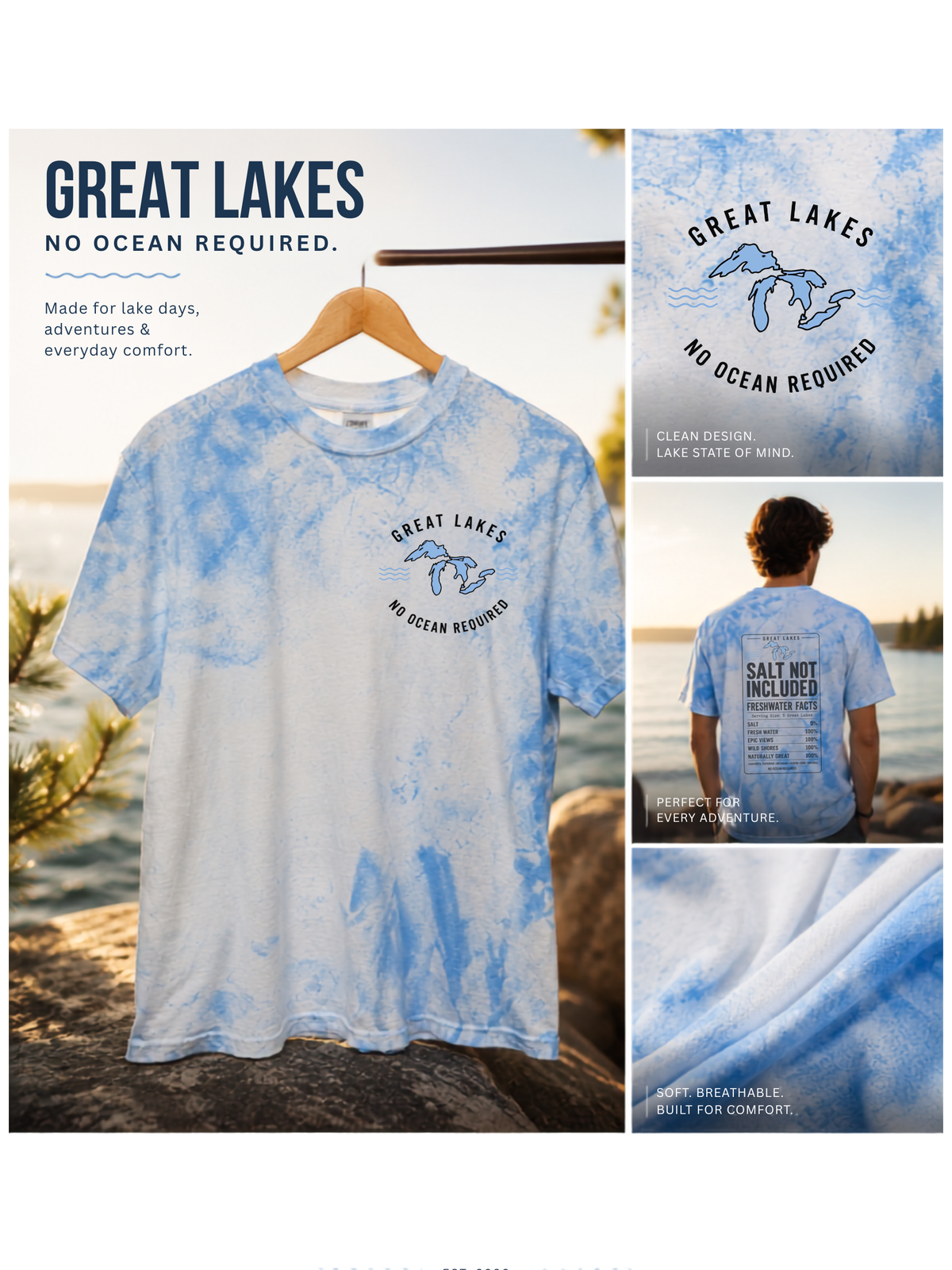 Great Lakes “No Ocean Required” Tie-Dye T-Shirt