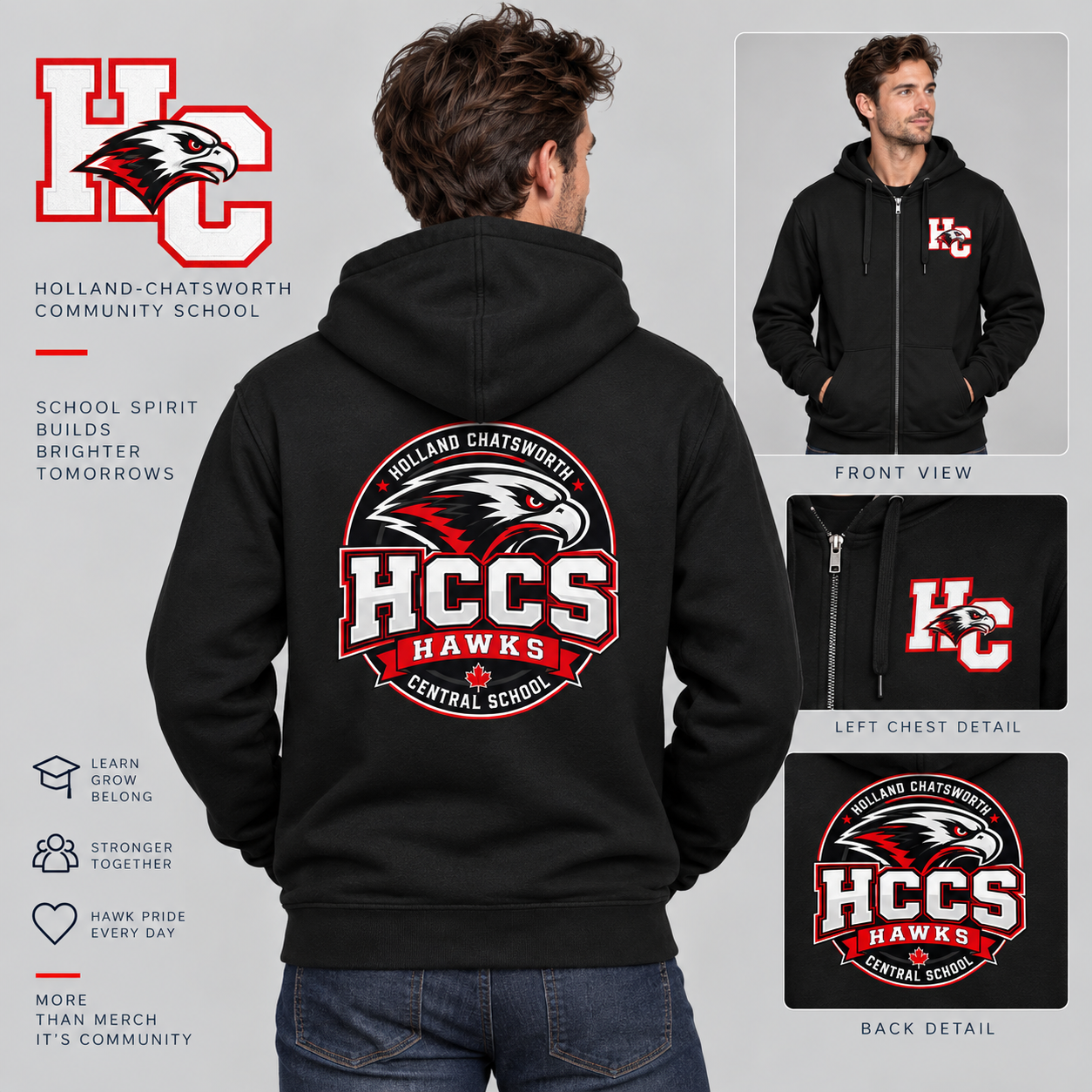 HCCS Hawks Adult Full-Zip Hoodie