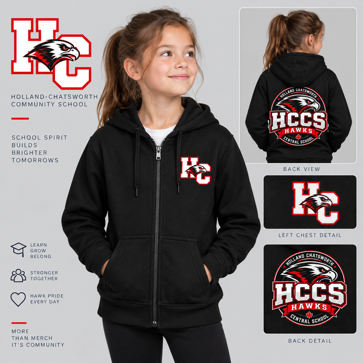 HCCS Hawks Youth Full-Zip Hoodie