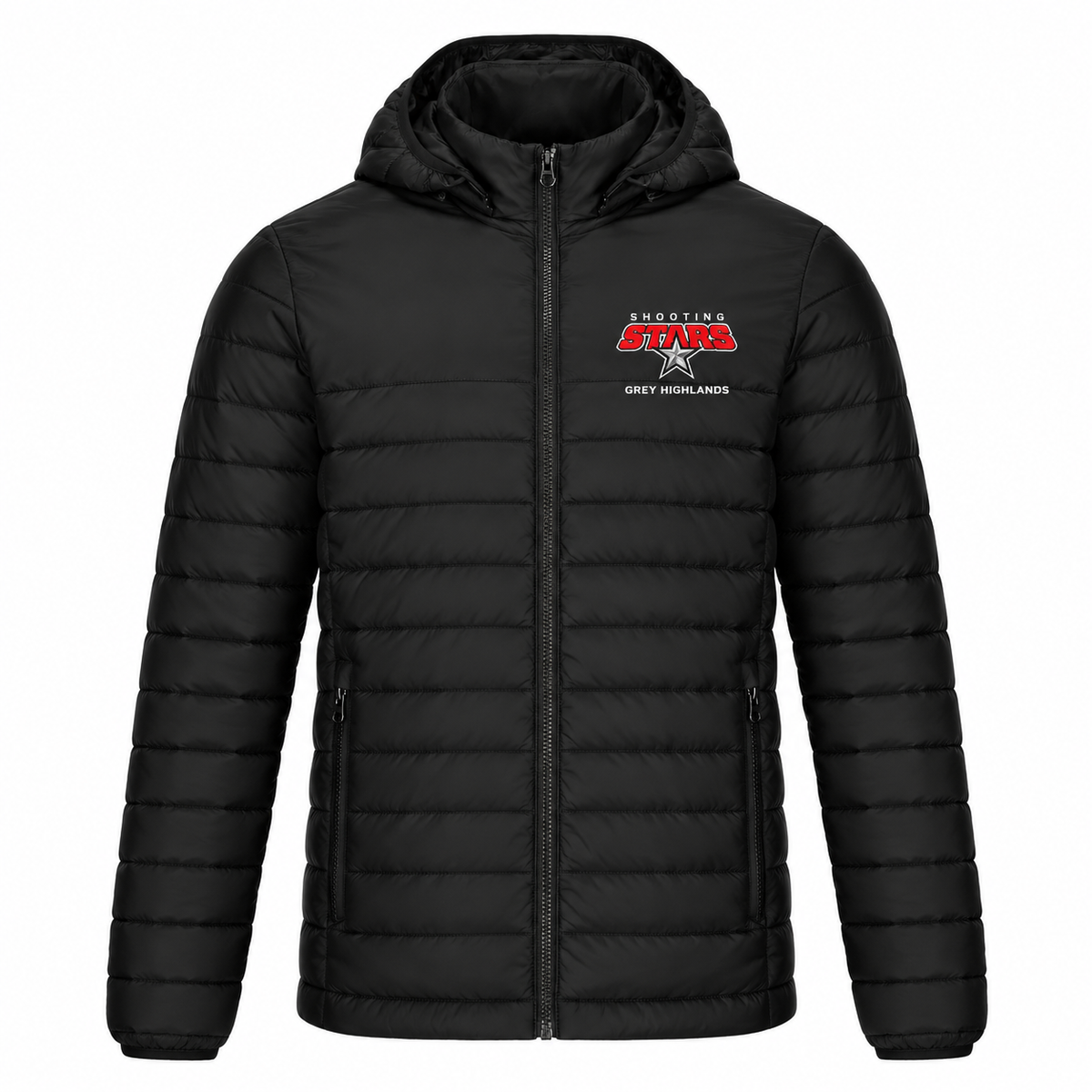 Shooting Stars Grey Highlands Men’s Hooded Puffer Jacket – Black