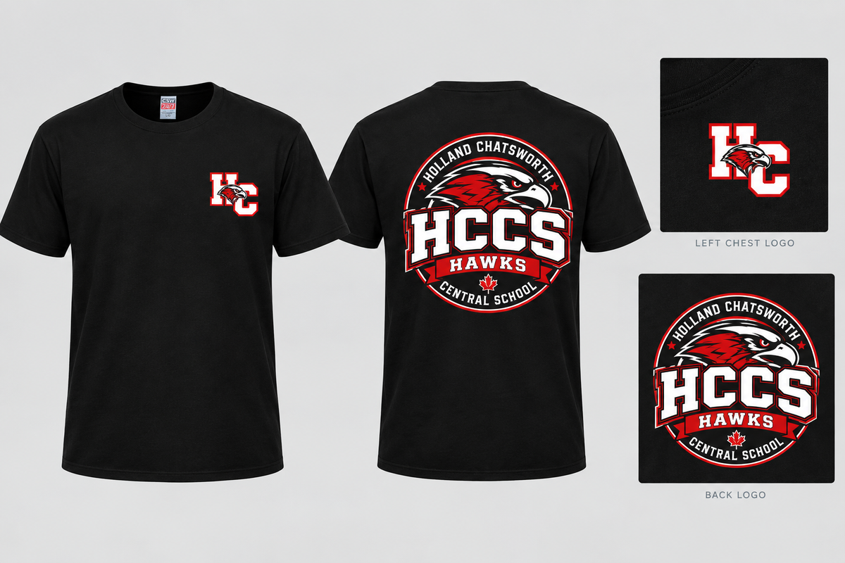 HCCS Hawks Adult T-Shirt – Left Chest & Back Print