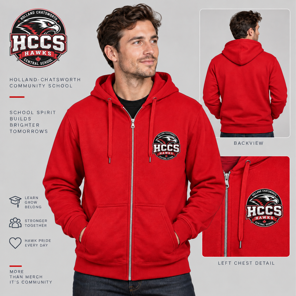 HCCS Hawks Adult Full-Zip Hoodie