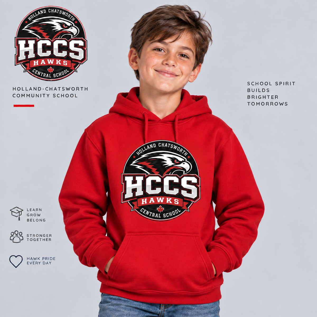 HCCS Hawks Printed Youth Pullover Hoodie