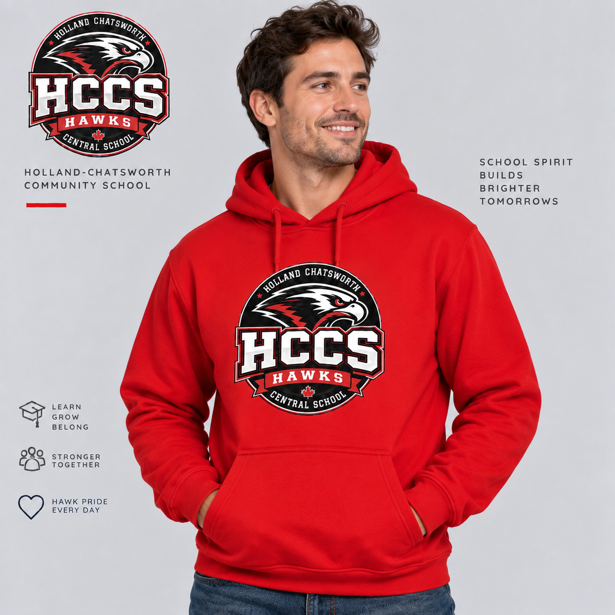 HCCS Hawks Printed Adult Pullover Hoodie