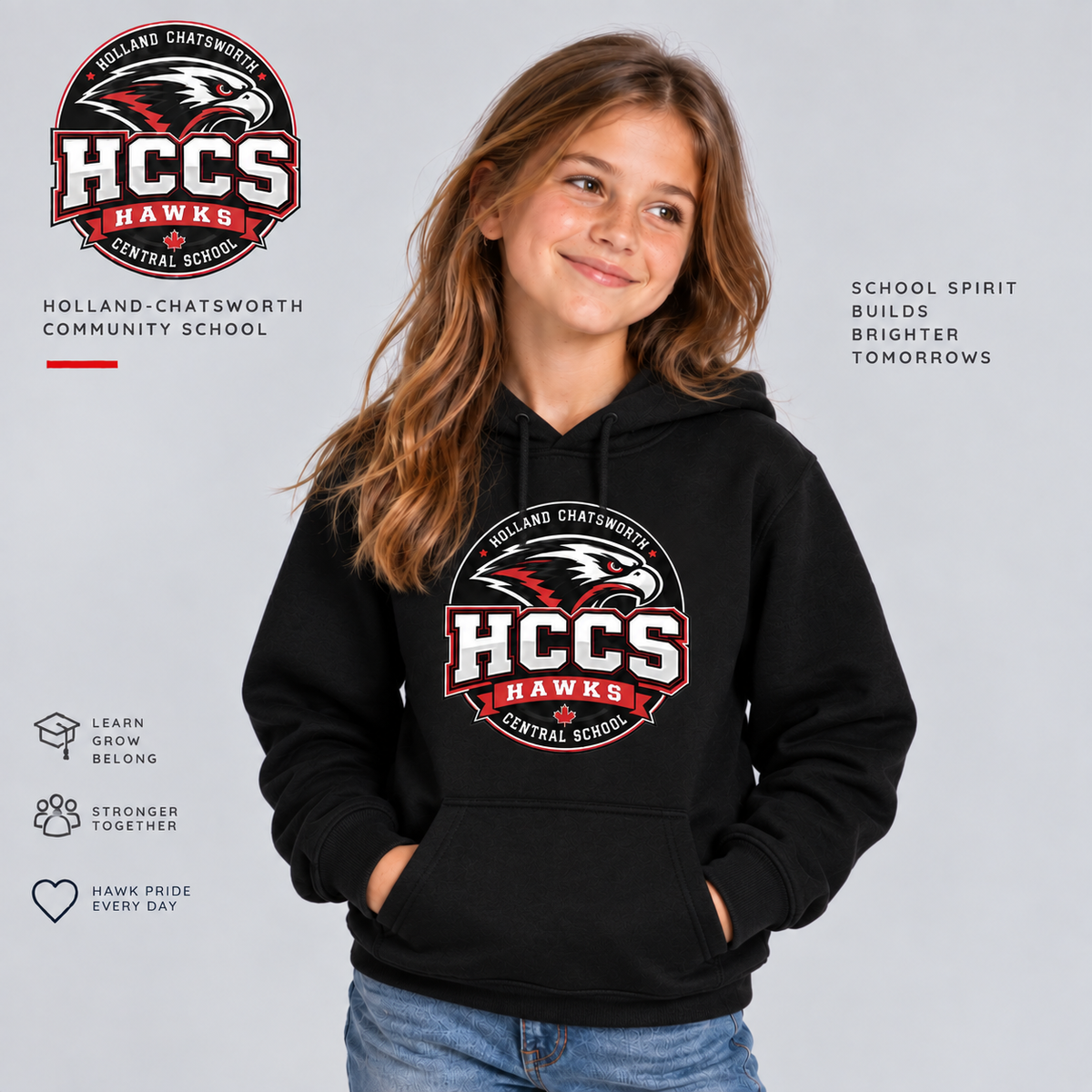 HCCS Hawks Printed Youth Pullover Hoodie