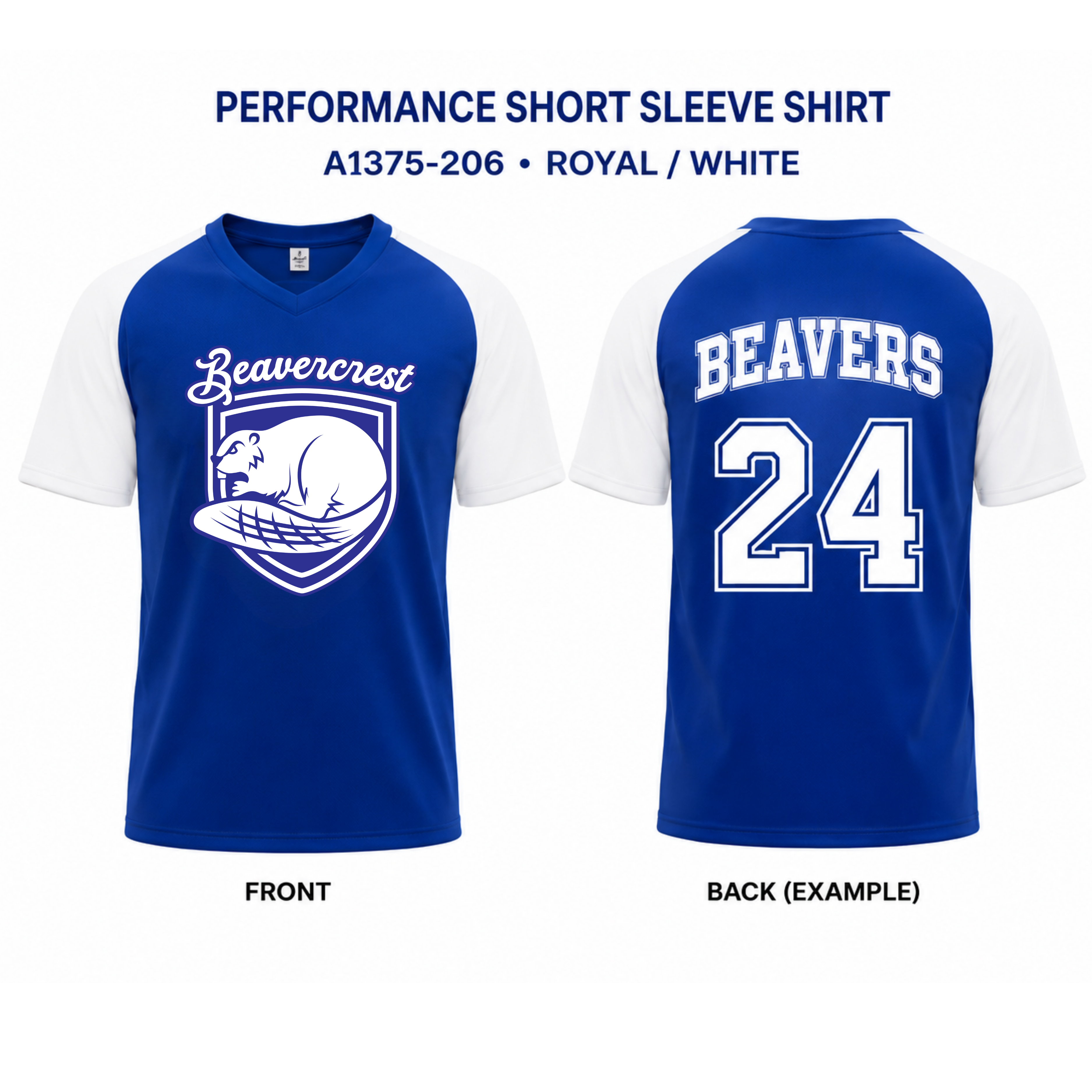 Beavercrest Adult Performance Shirt –   Royal  / White