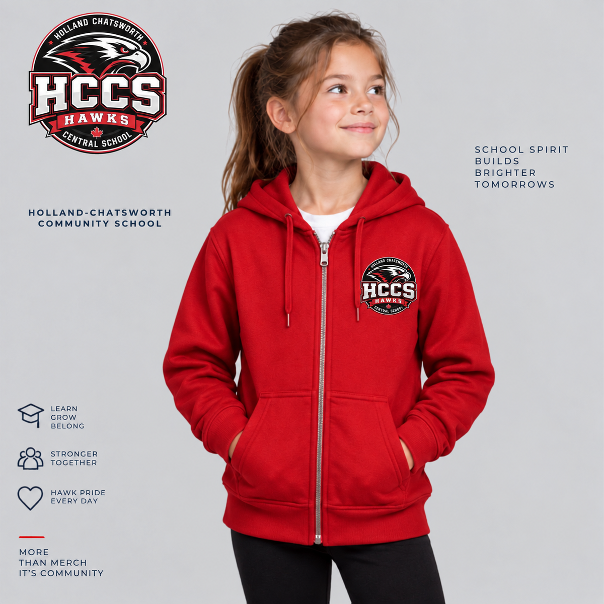 HCCS Hawks Youth Full-Zip Hoodie