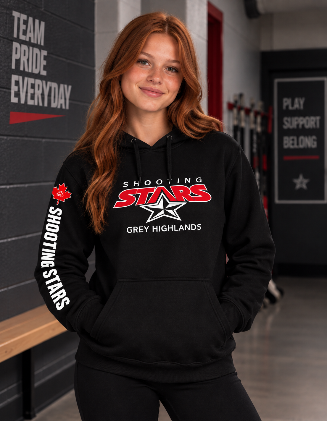 Shooting Stars Grey Highlands Team Hoodie – Black