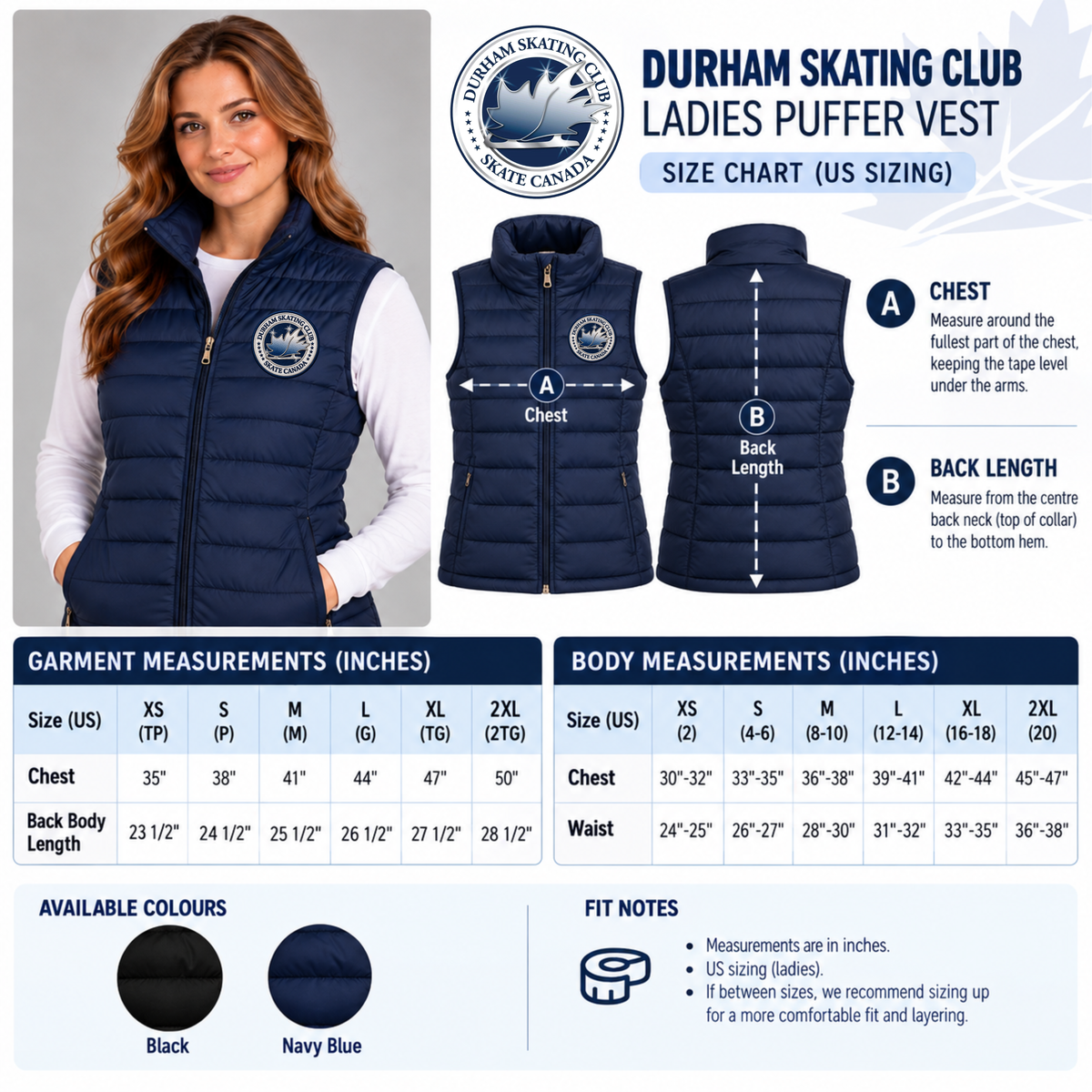 Durham Skating Club – Ladies’ Puffer Vest
