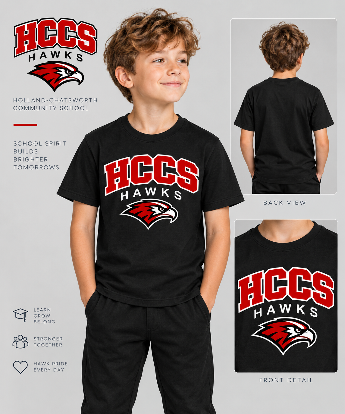 HCCS Hawks Printed Youth T-Shirt