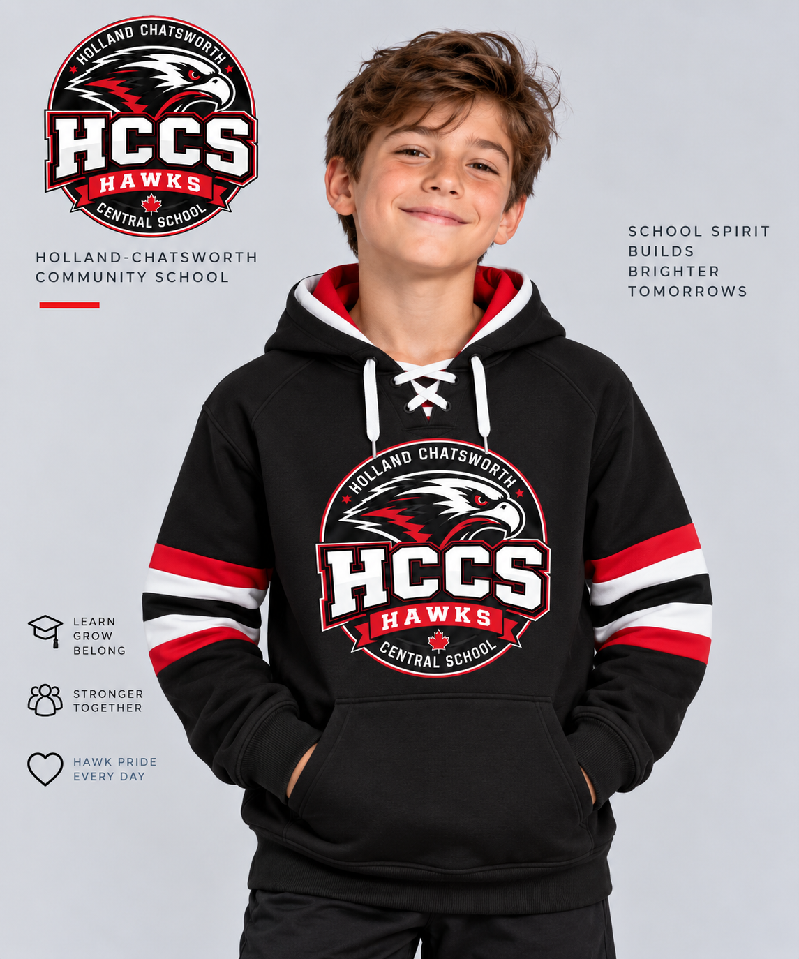 HCCS Hawks Youth Lace-Up Hoodie