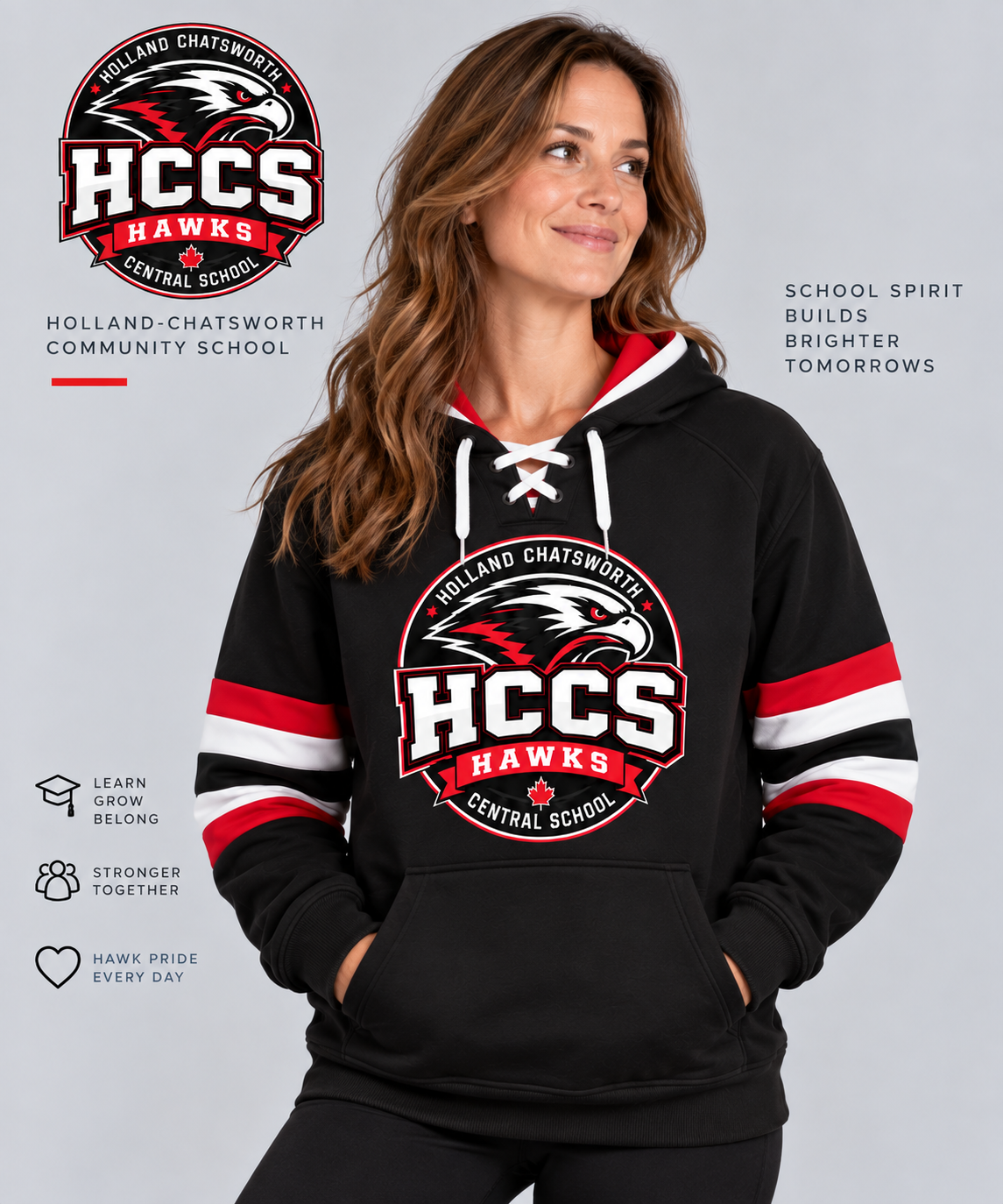 HCCS Hawks Adult Lace-Up Hoodie