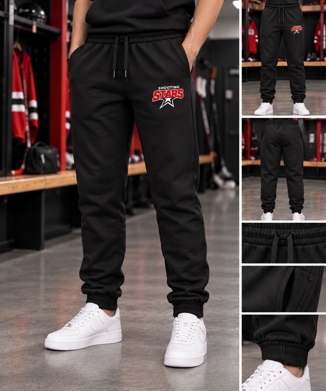 Shooting Stars Grey Highlands Unisex Fleece Jogger Pants – Black (Youth & Adult)