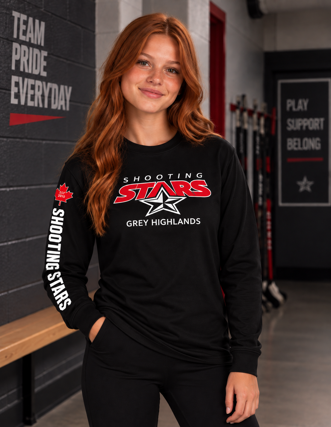 Shooting Stars Grey Highlands Team Long Sleeve – Black