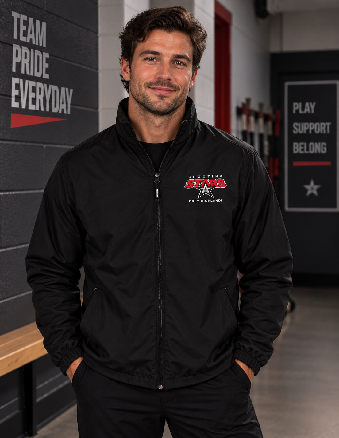 Shooting Stars Grey Highlands Men’s Team Jacket – Black