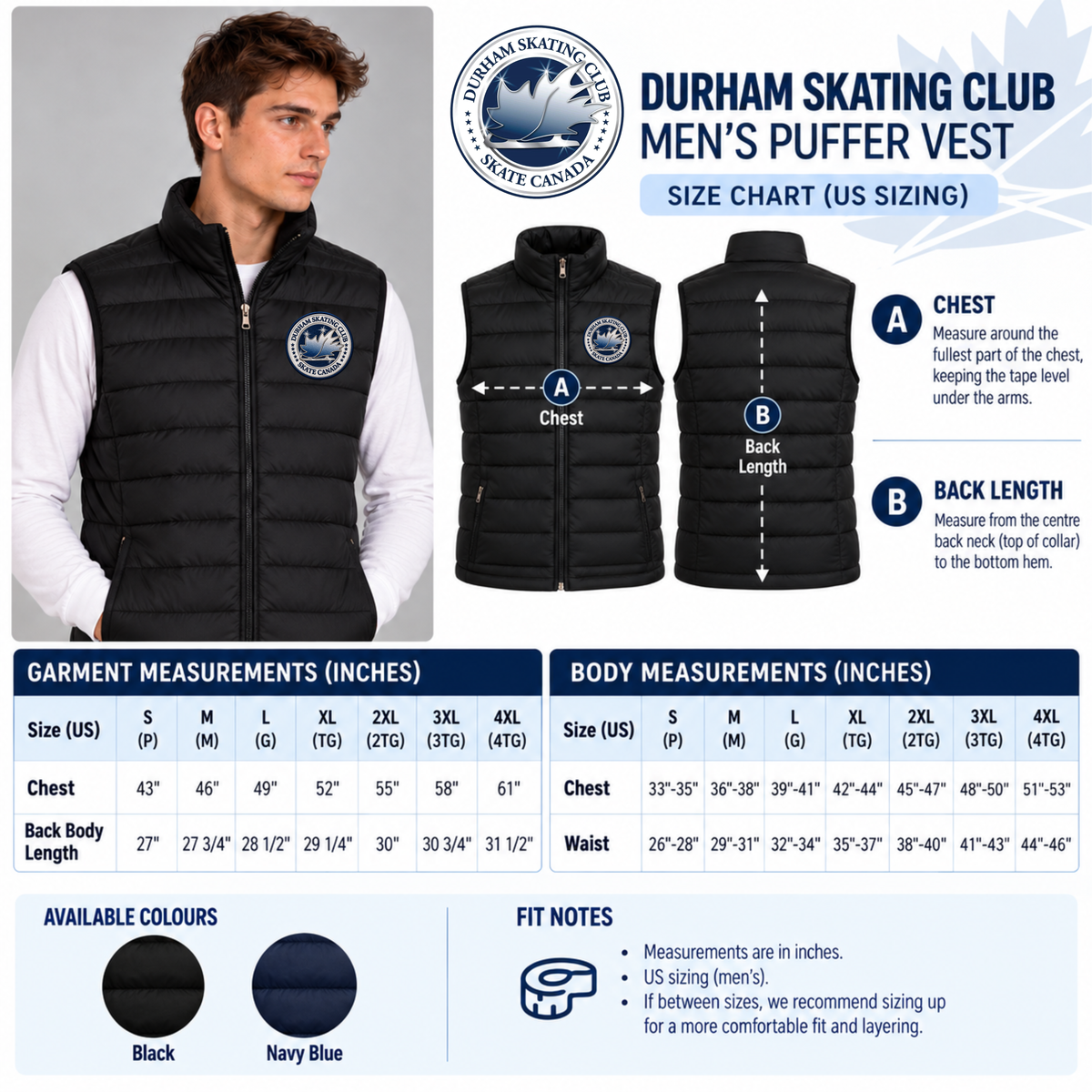 Durham Skating Club – Men’s Puffer Vest