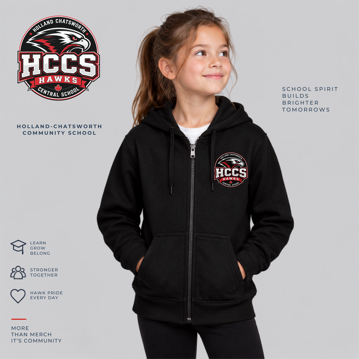 HCCS Hawks Youth Full-Zip Hoodie
