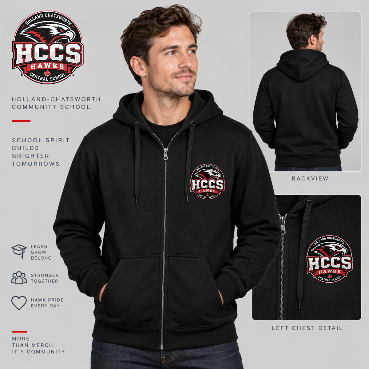 HCCS Hawks Adult Full-Zip Hoodie