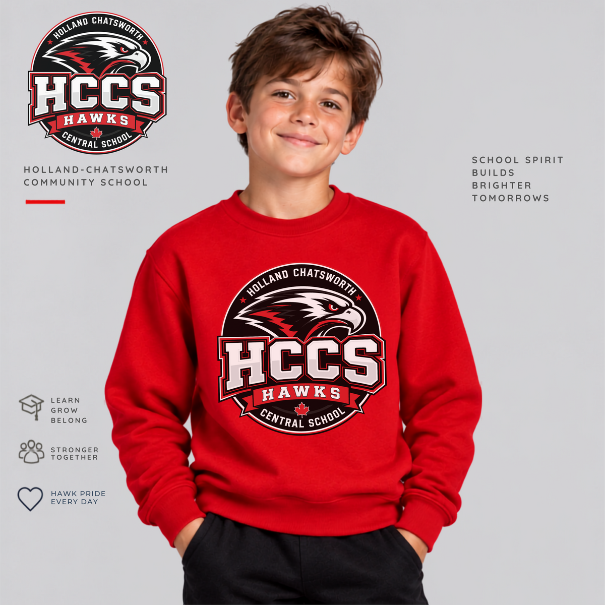 HCCS Hawks Printed Youth Crewneck Sweatshirt